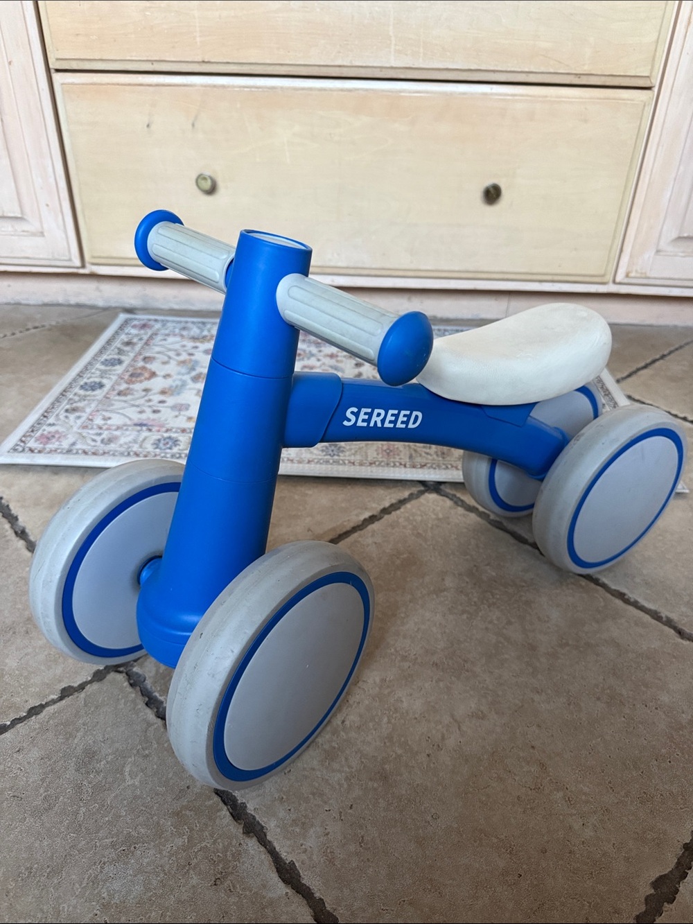 Blue and White Toddler Ride-On Balance Scooter